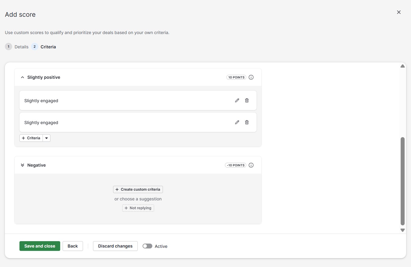 Click Create custom criteria