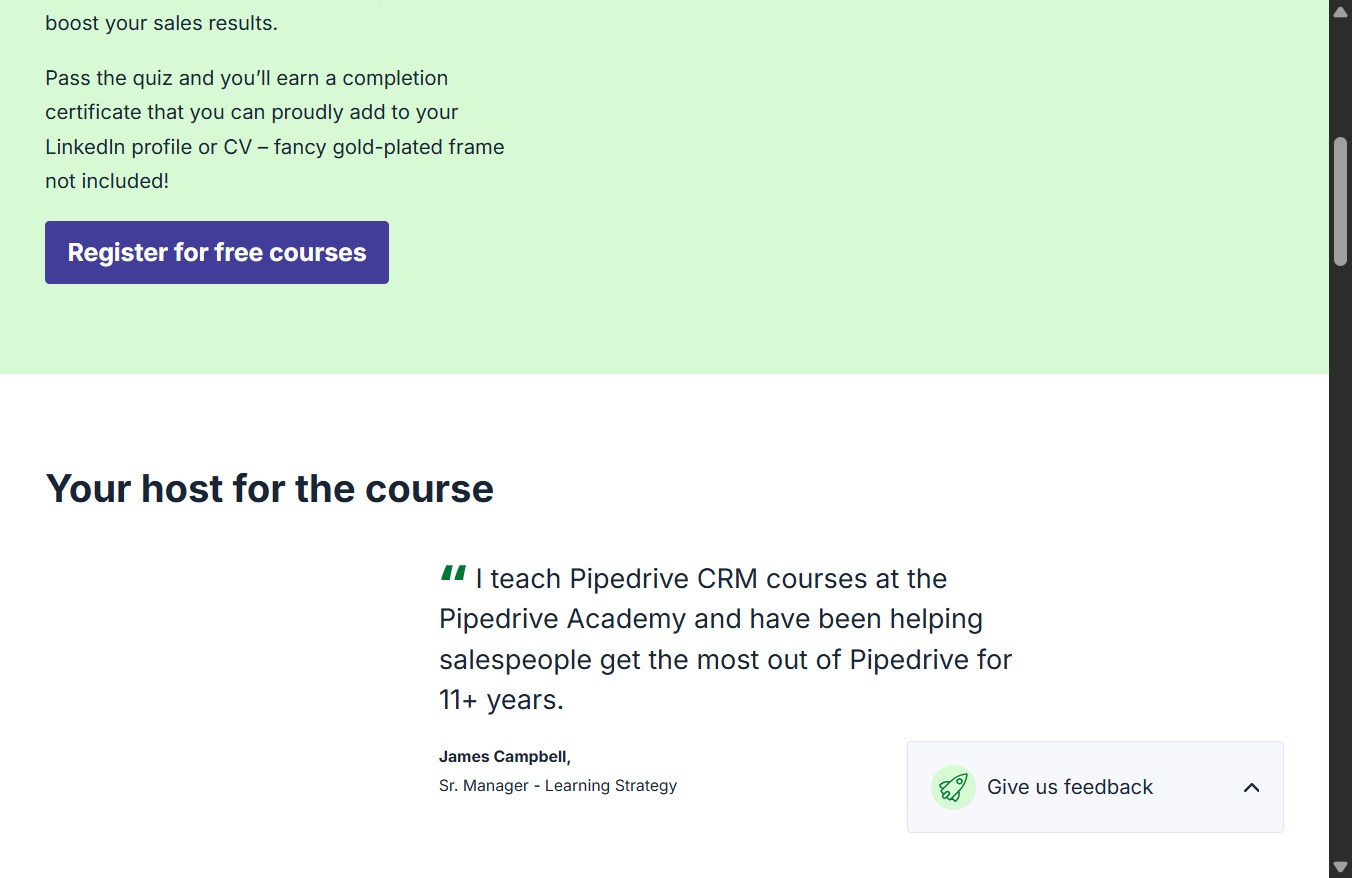 Click Register for free courses
