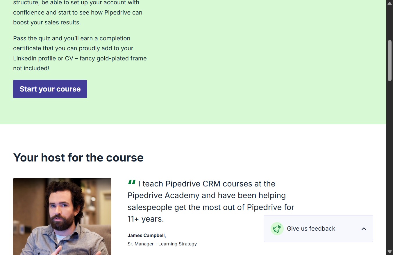 Click Start your course