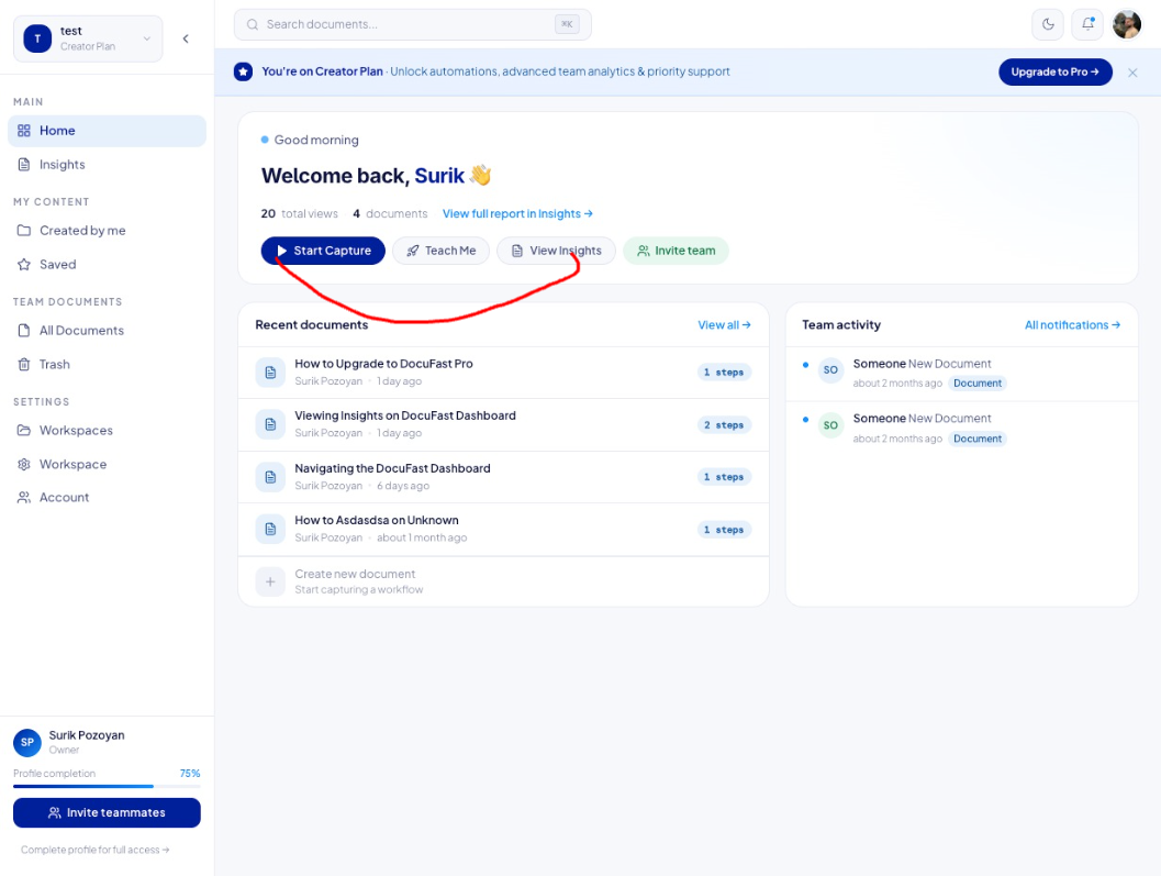 Click the View insights button