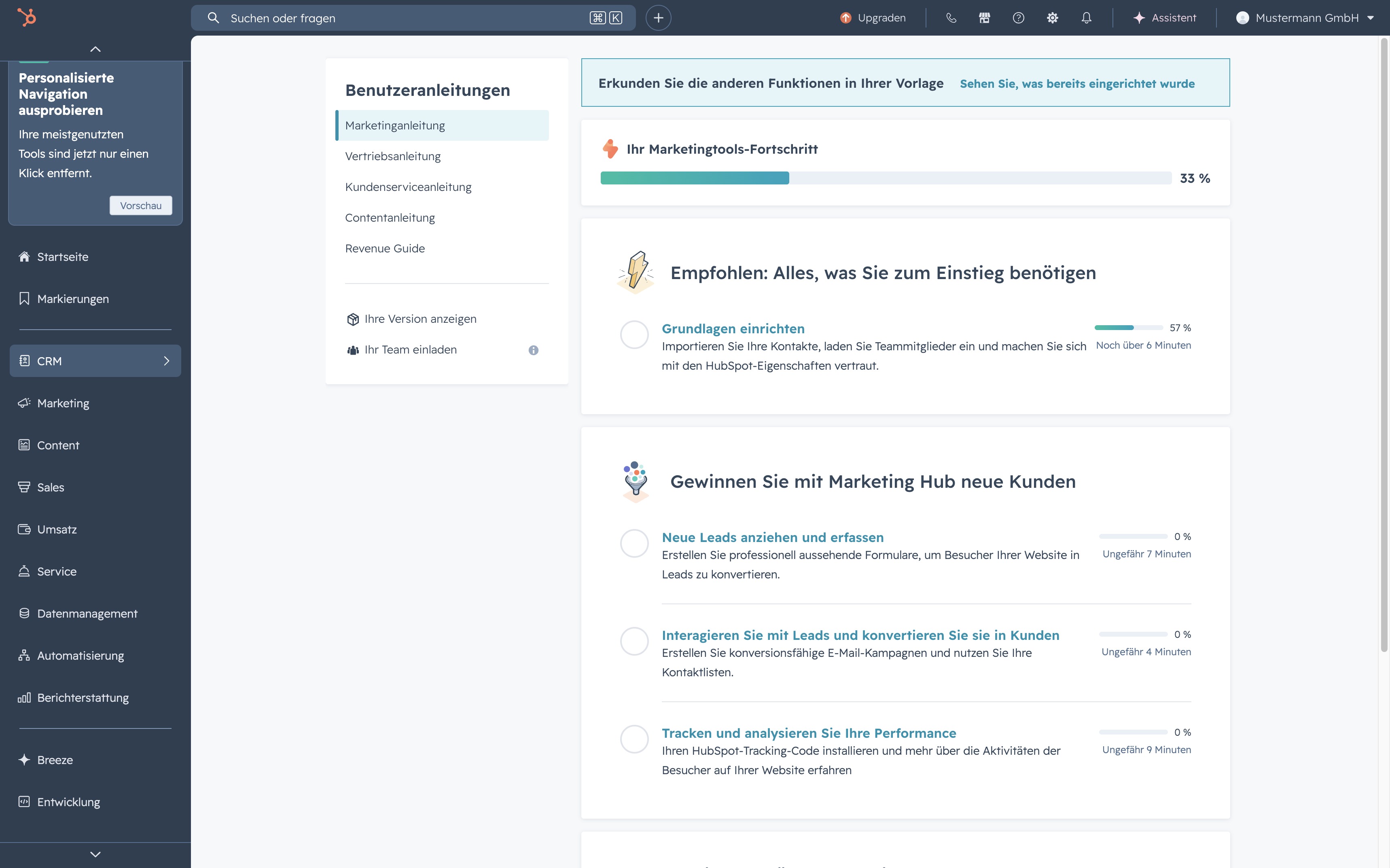 Klicken Sie auf 'CRM'