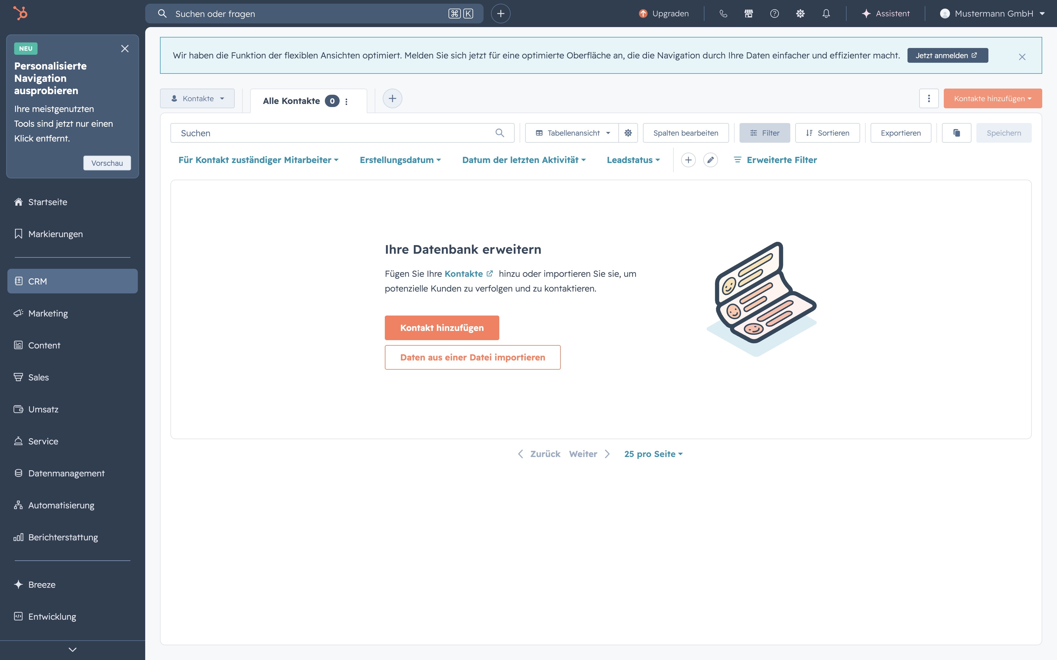 Klicken Sie auf 'Kontakte hinzufügen'