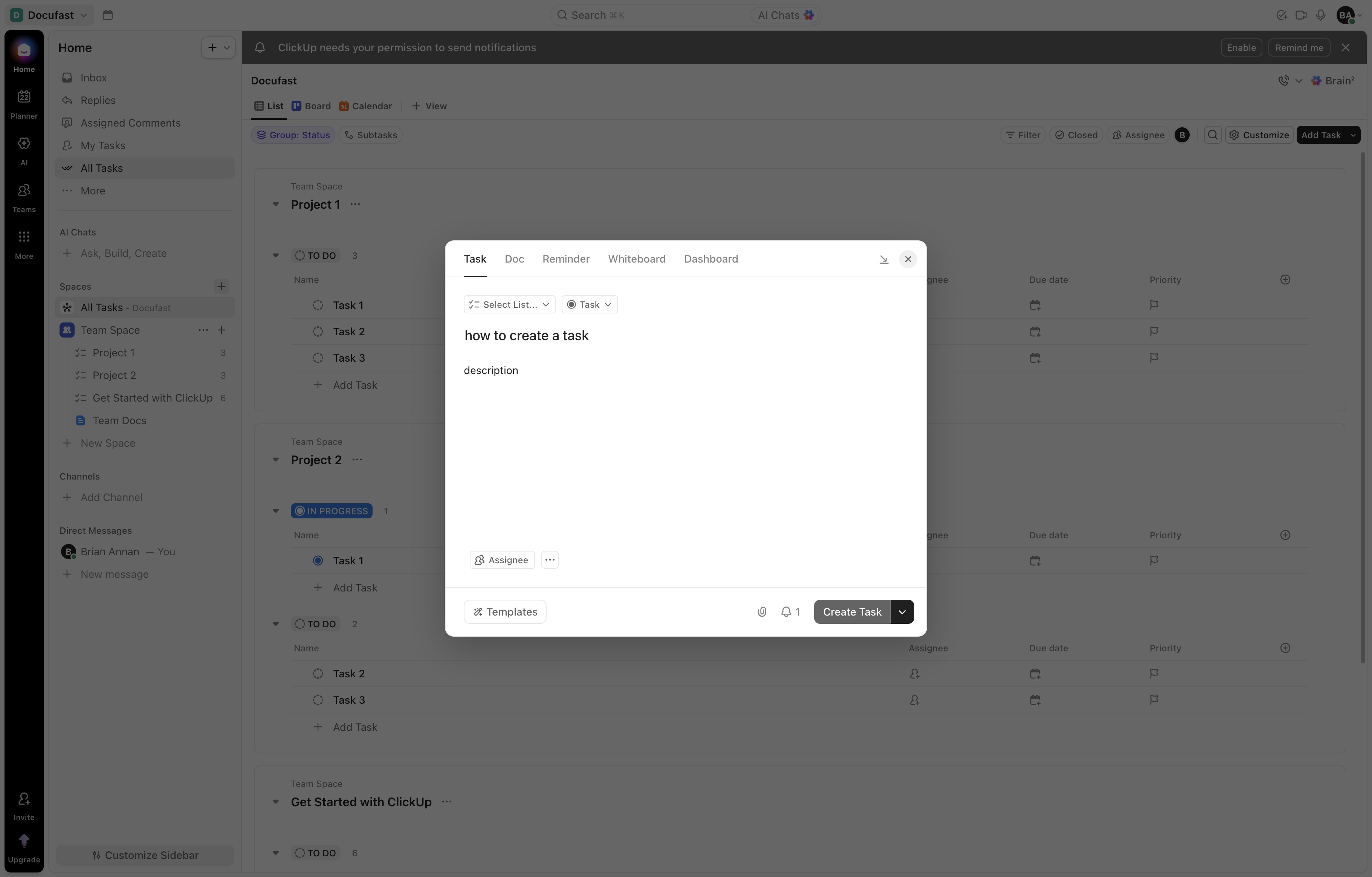 Type a task description