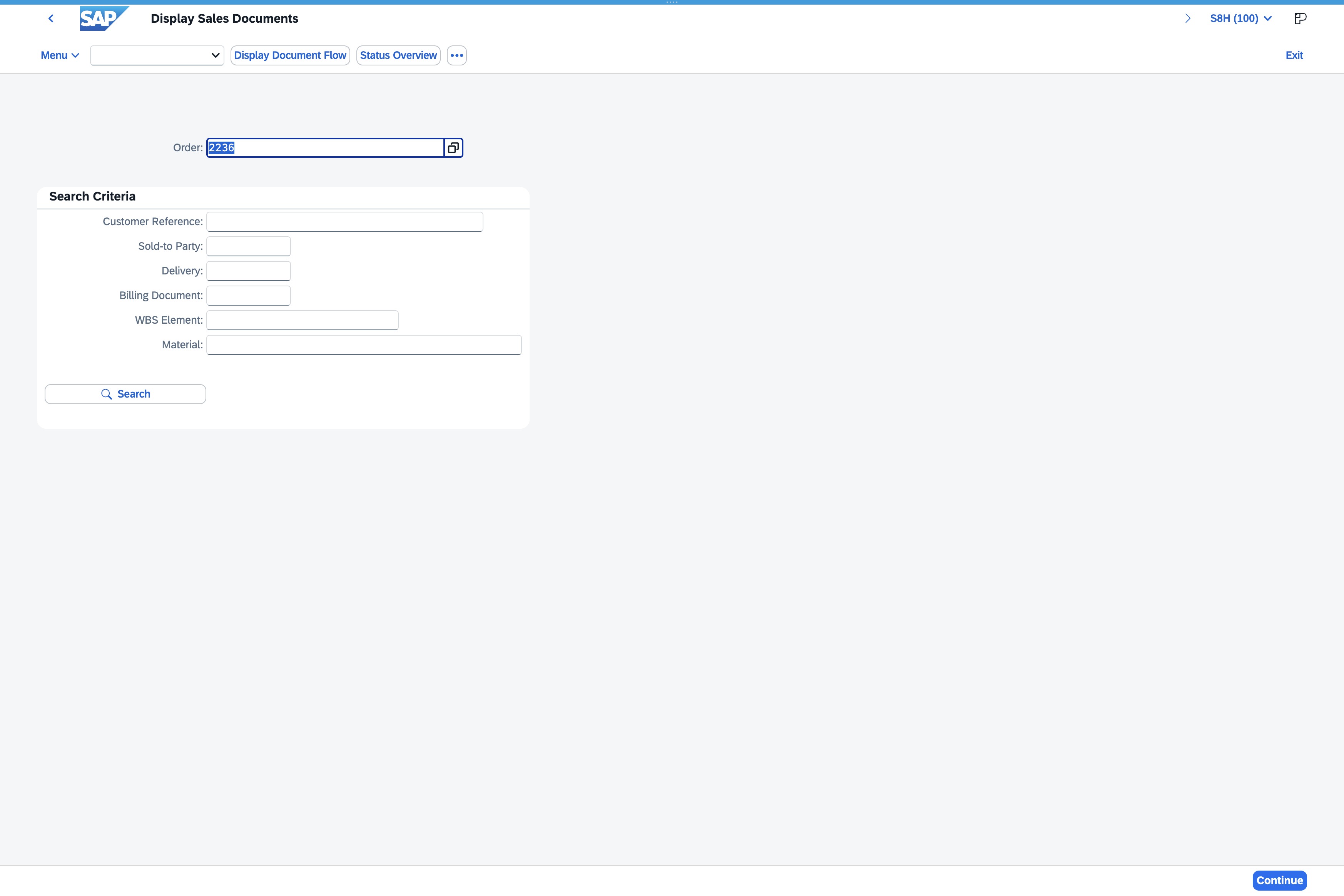 Click the Sales Document input field