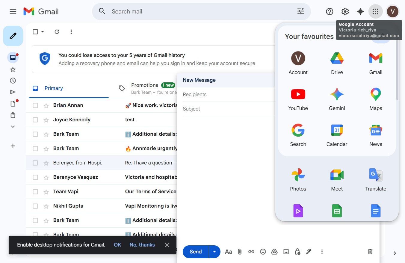 Click your Google Account details