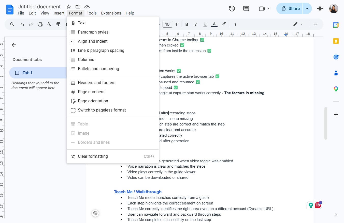 Click the Format menu