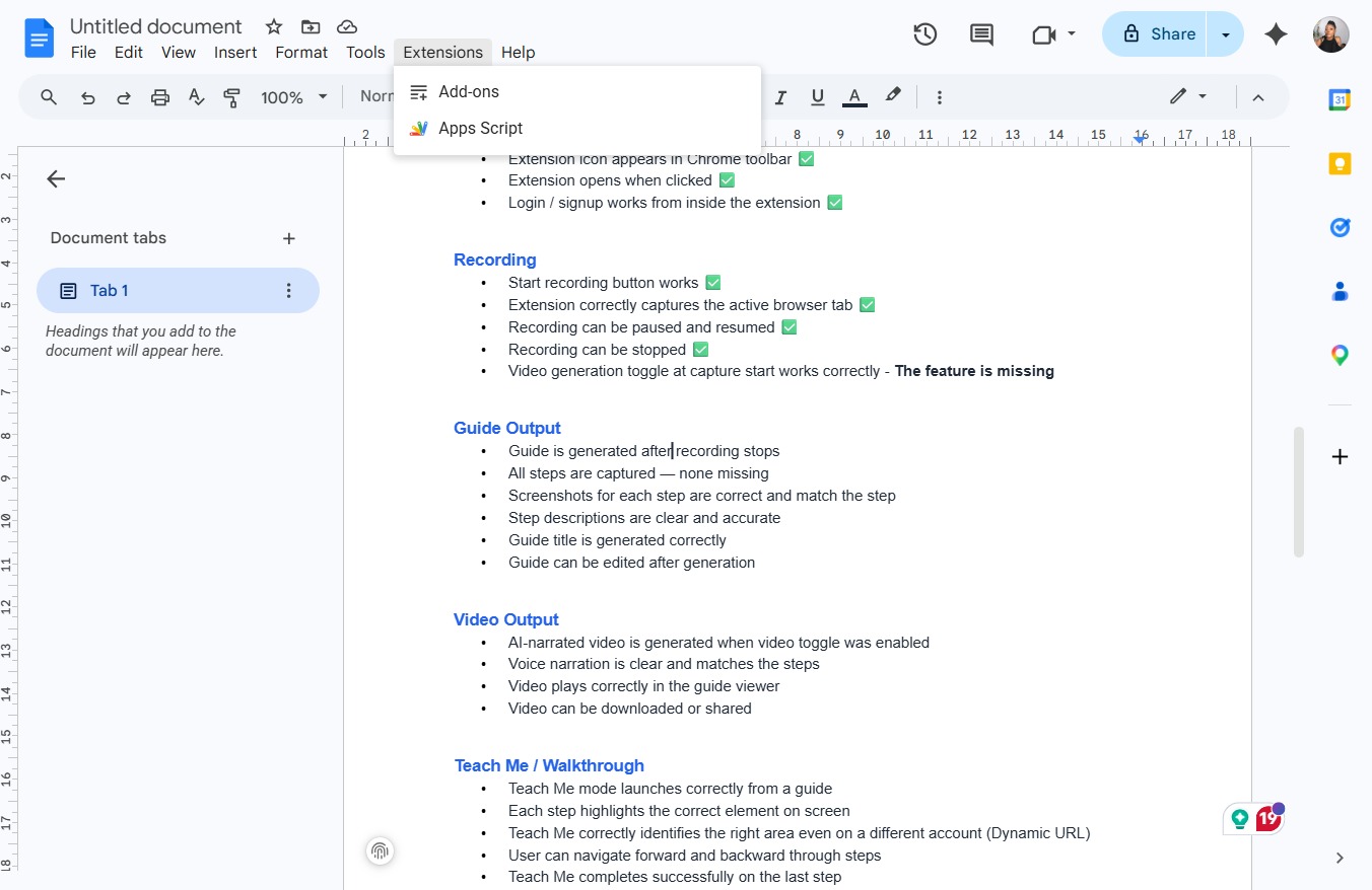 Click the Extensions menu