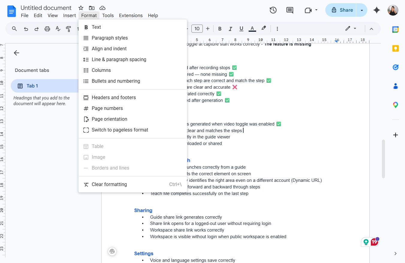 Click the Format menu