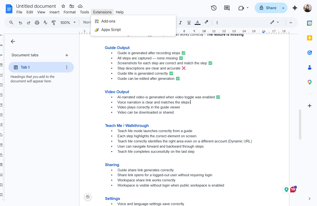 Click the Extensions menu