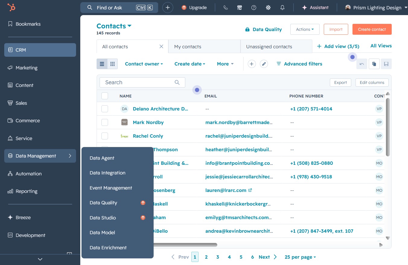 Click the Data Management option