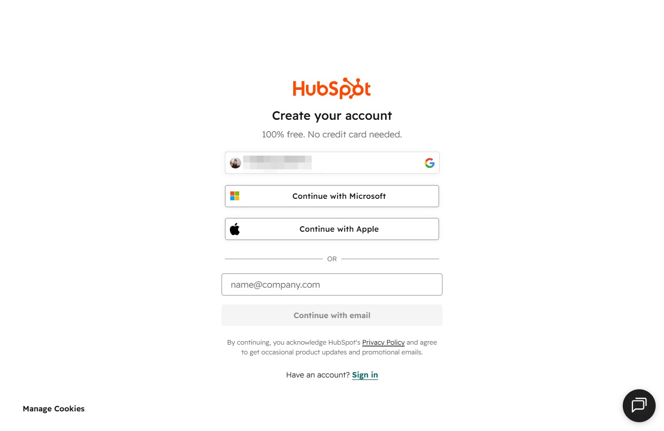 Click the Continue with email button