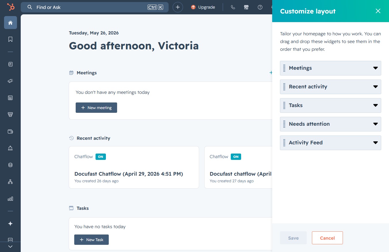 Click the Tasks section