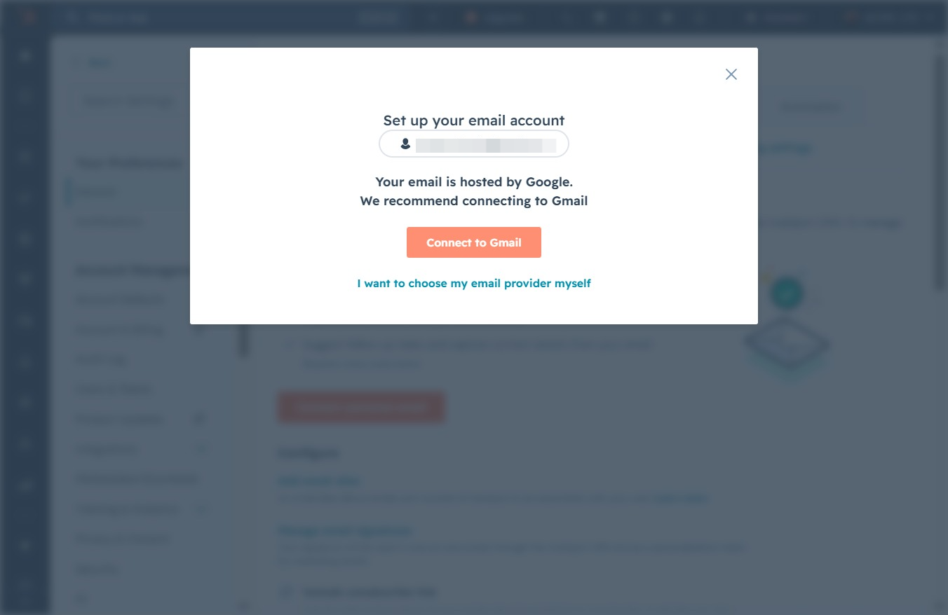 Click the Connect to Gmail button