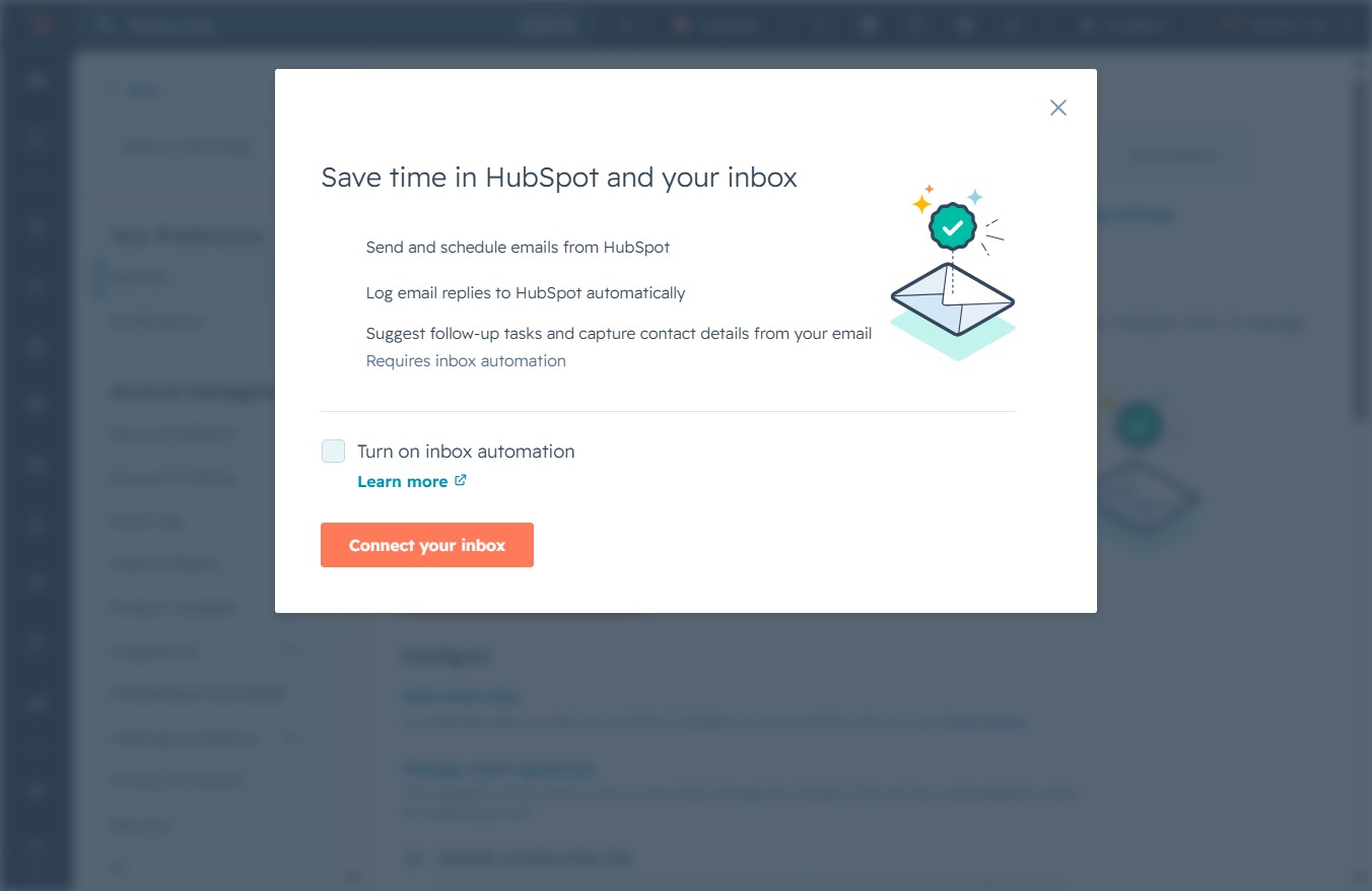 Click the Connect your inbox button