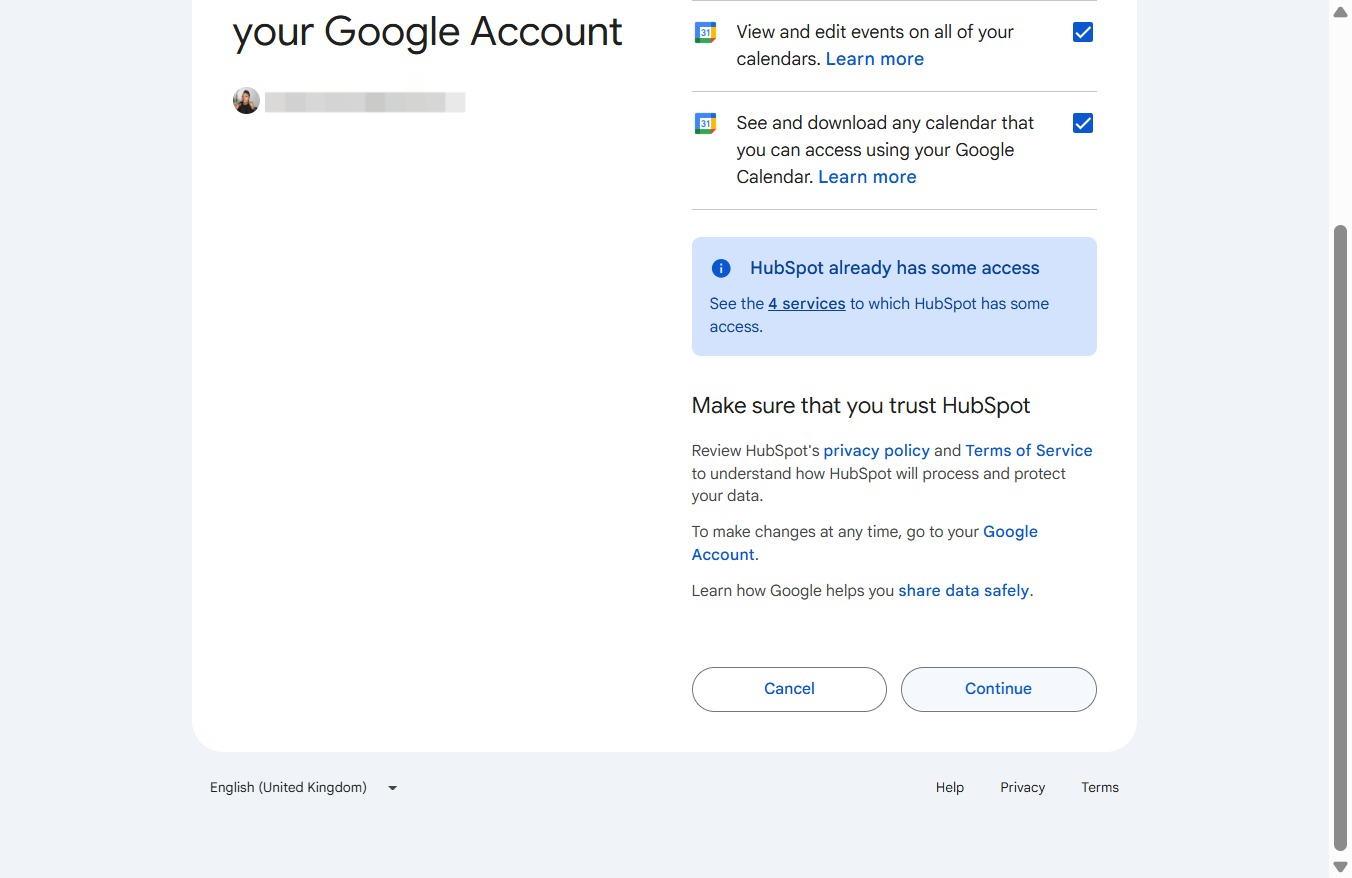 Click the Continue button