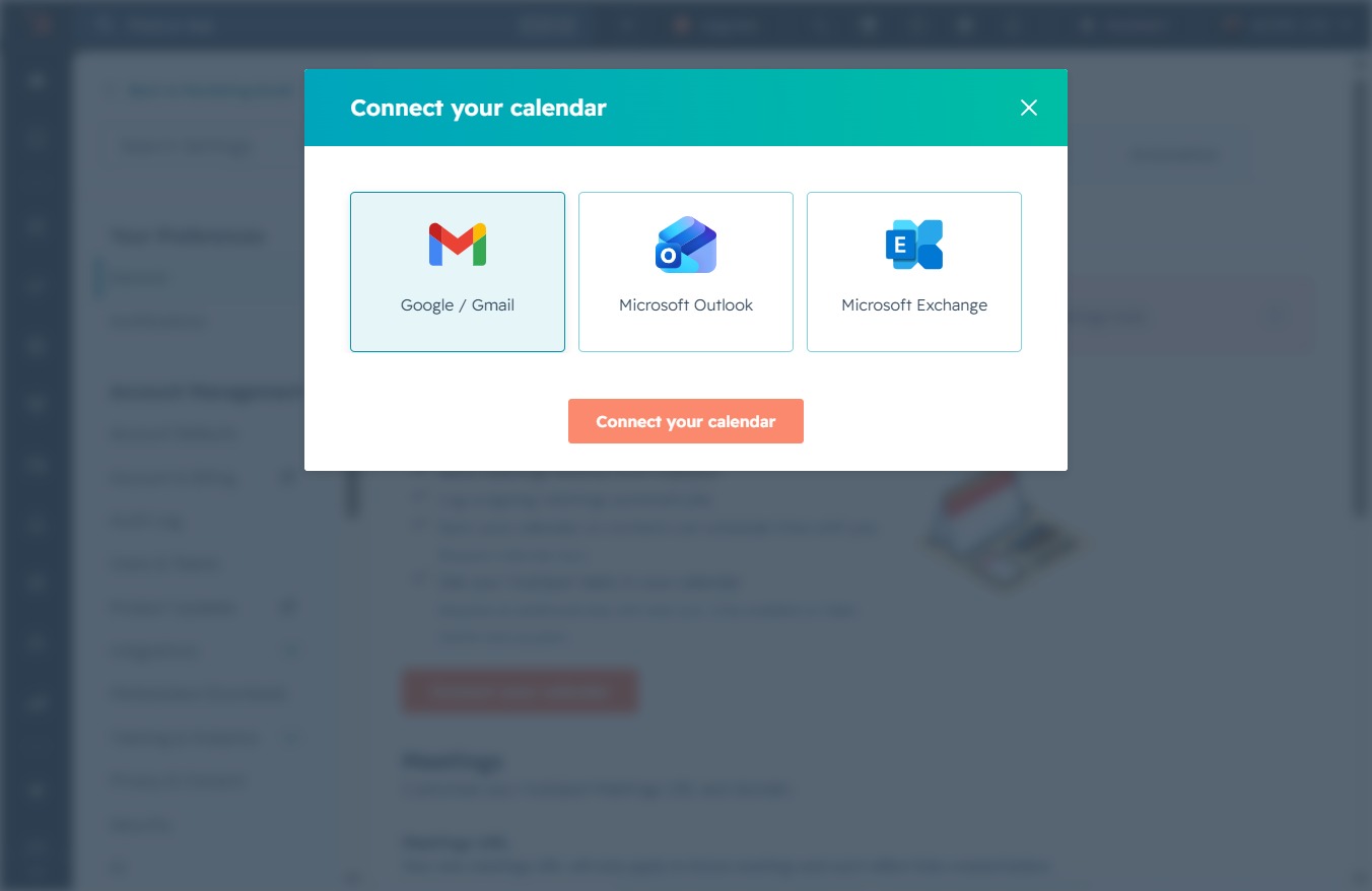 Click the Connect your calendar button