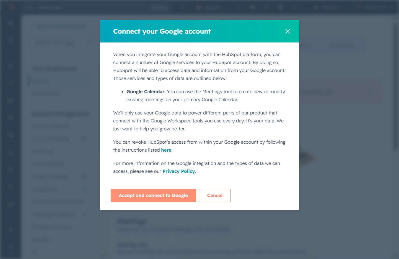 Click Accept and connect to Google