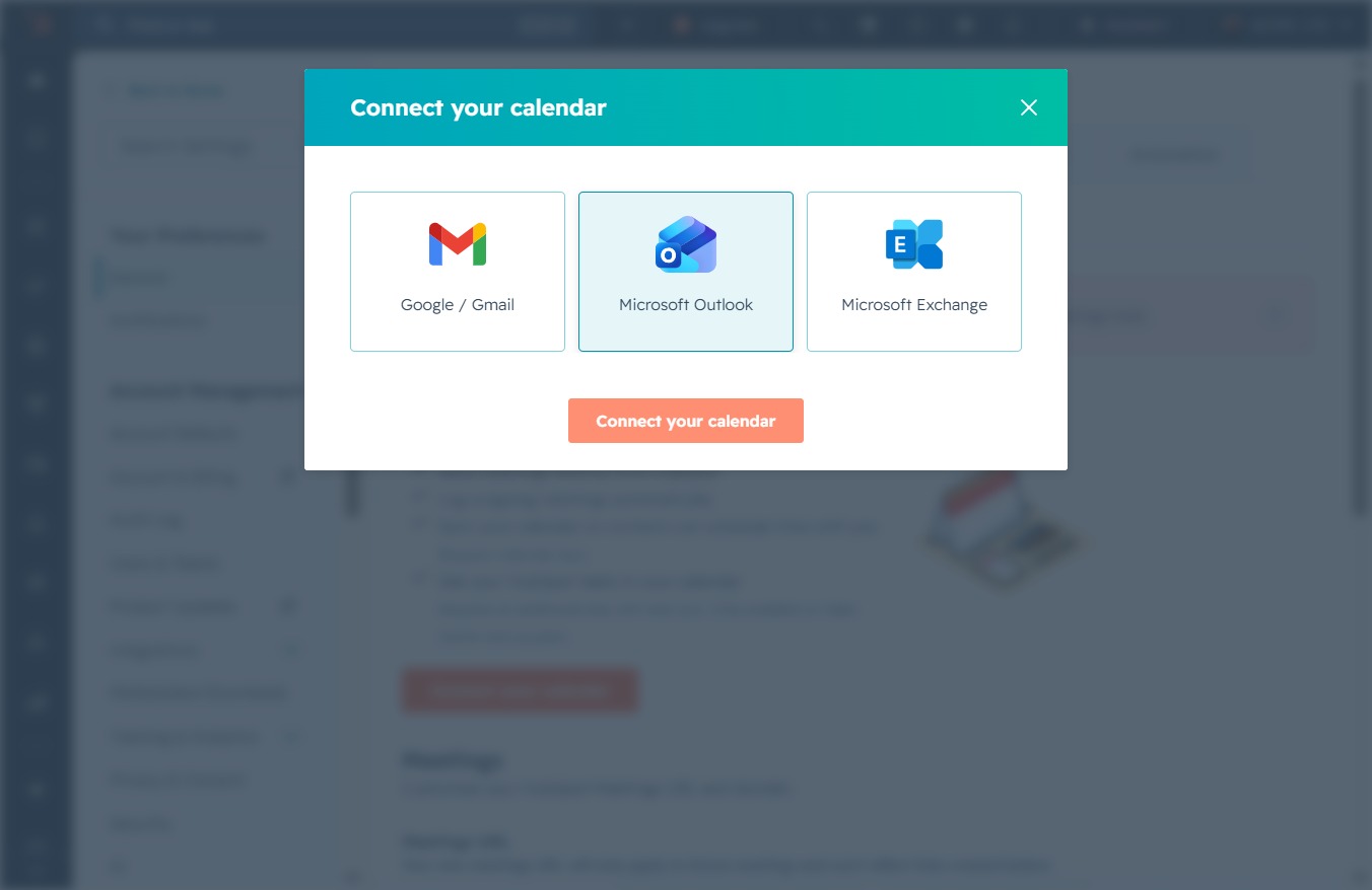 Click 'Connect your calendar'