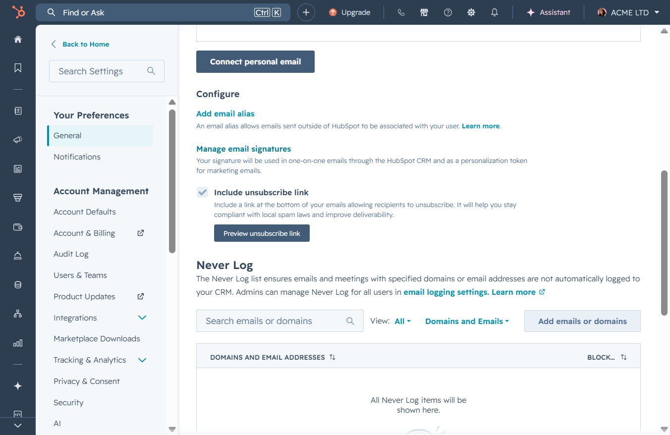 Click the Manage email signatures link