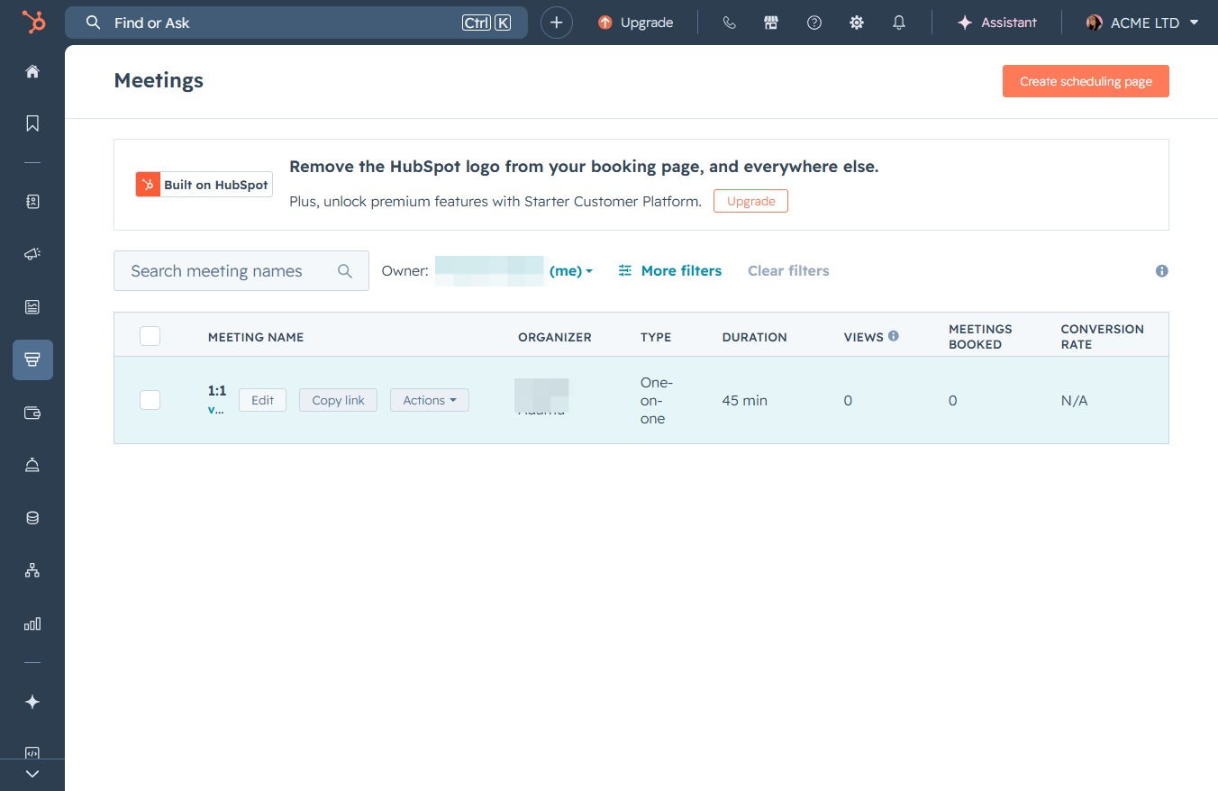 Click the Edit button to modify meeting details