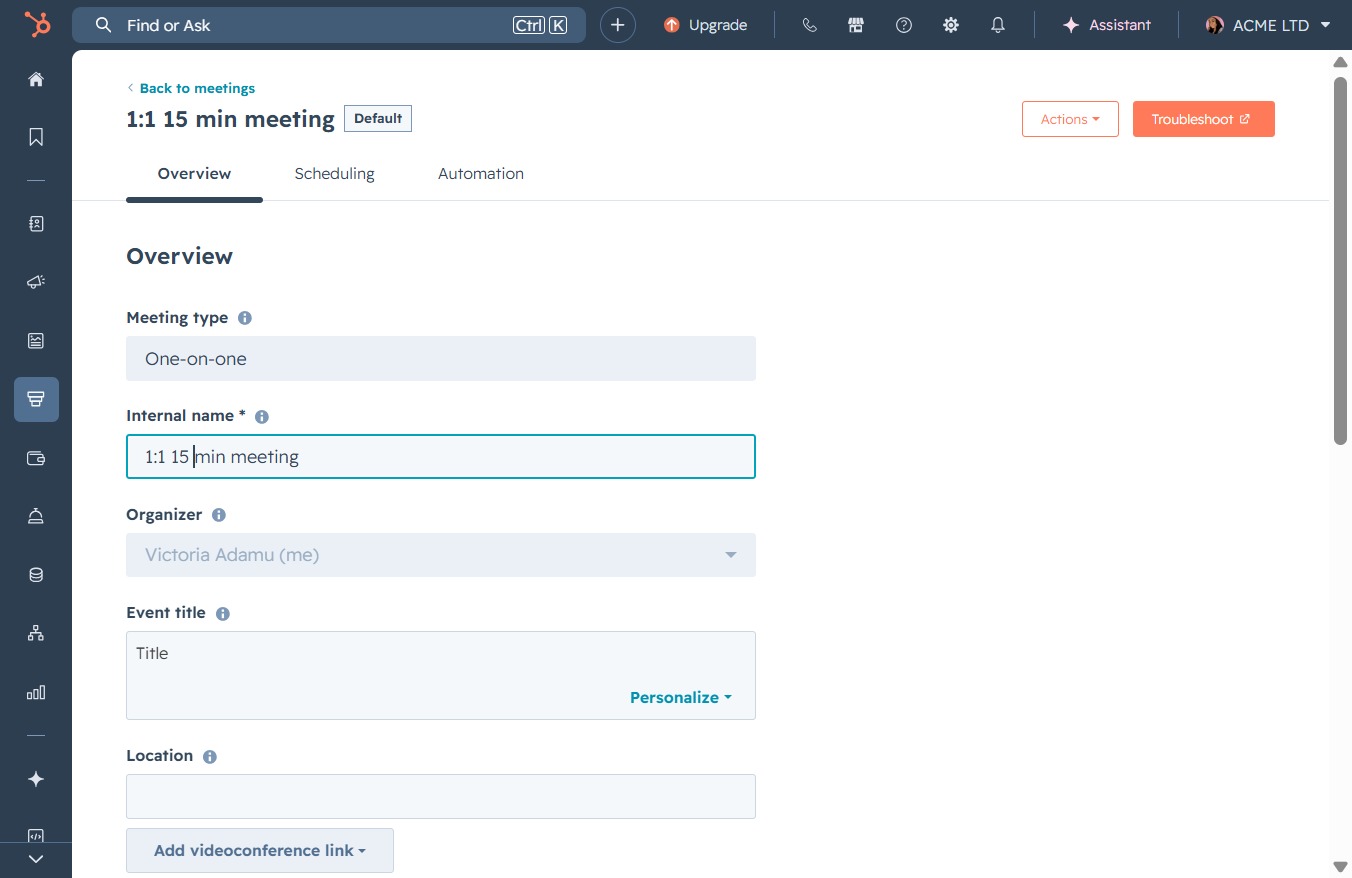 Click here to edit the internal meeting name