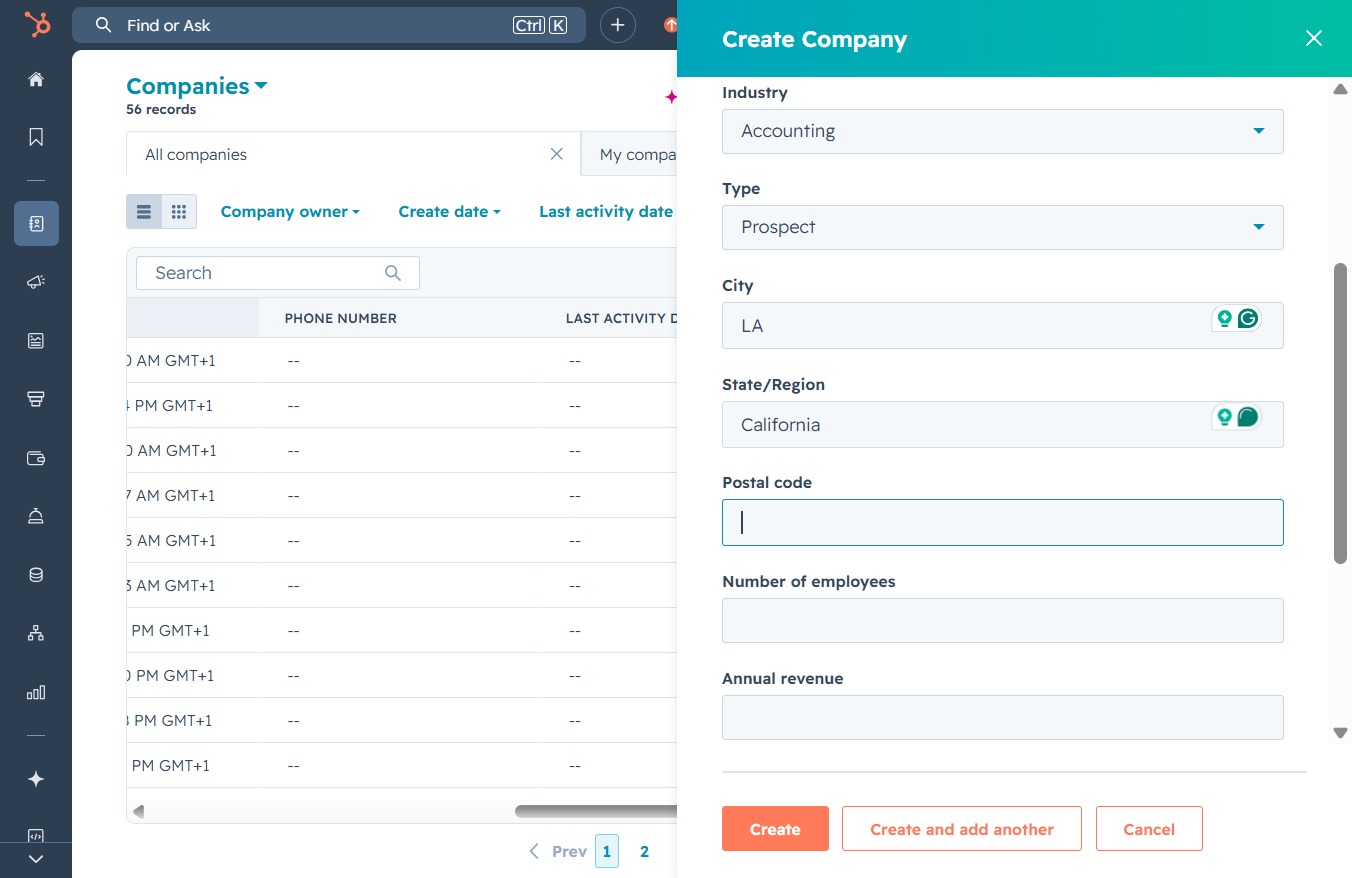 Click here to input company details