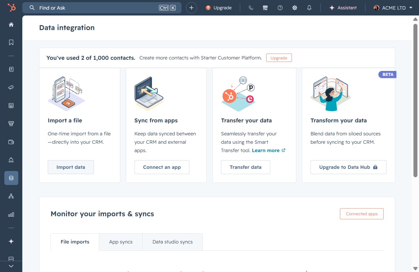 Click the Import data button