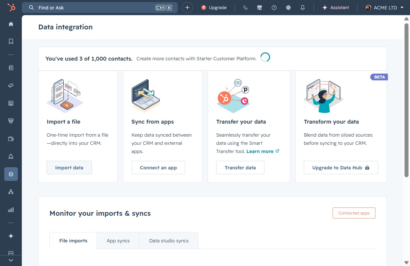 Click the Import data button