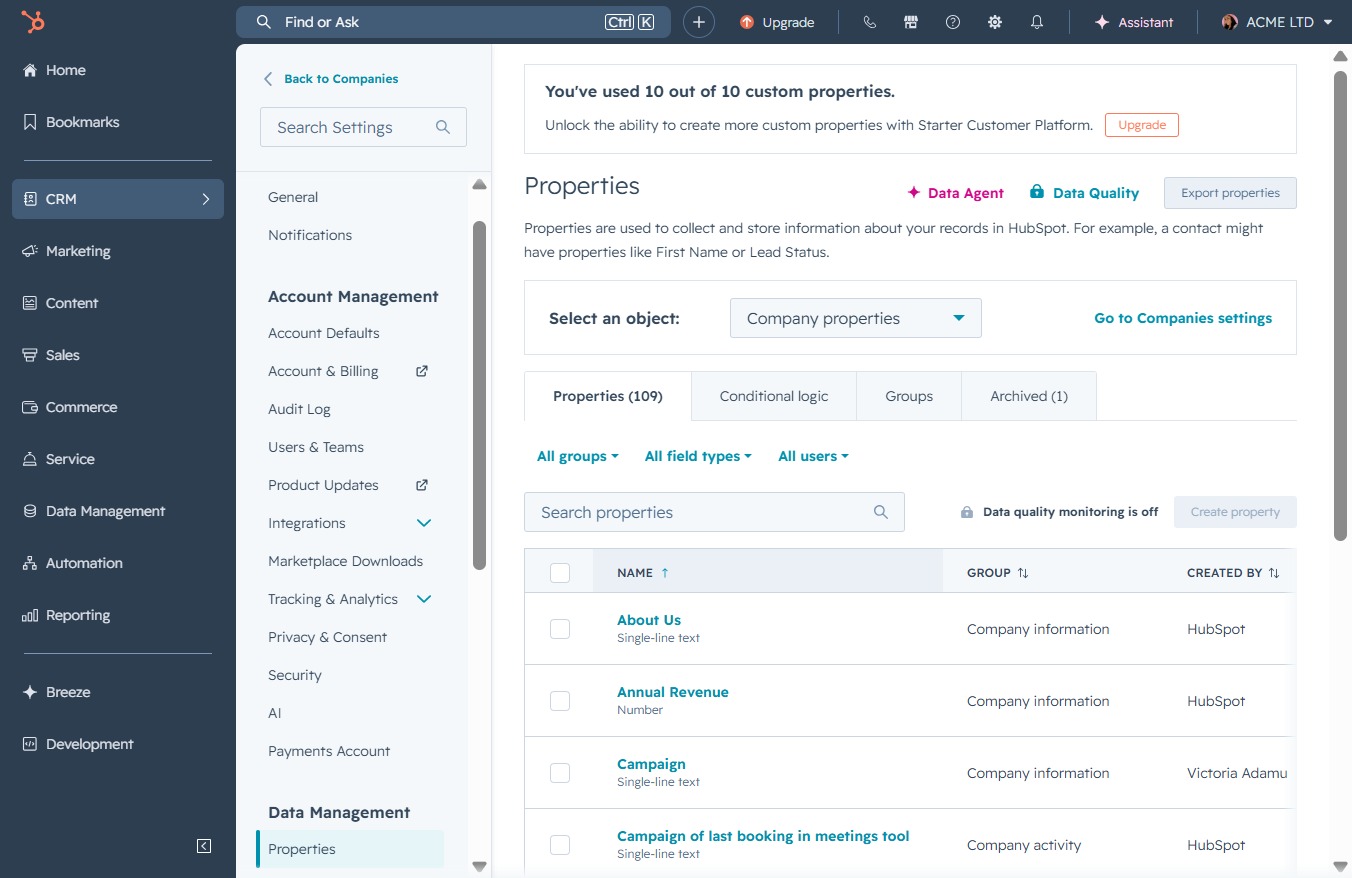 Click the CRM link