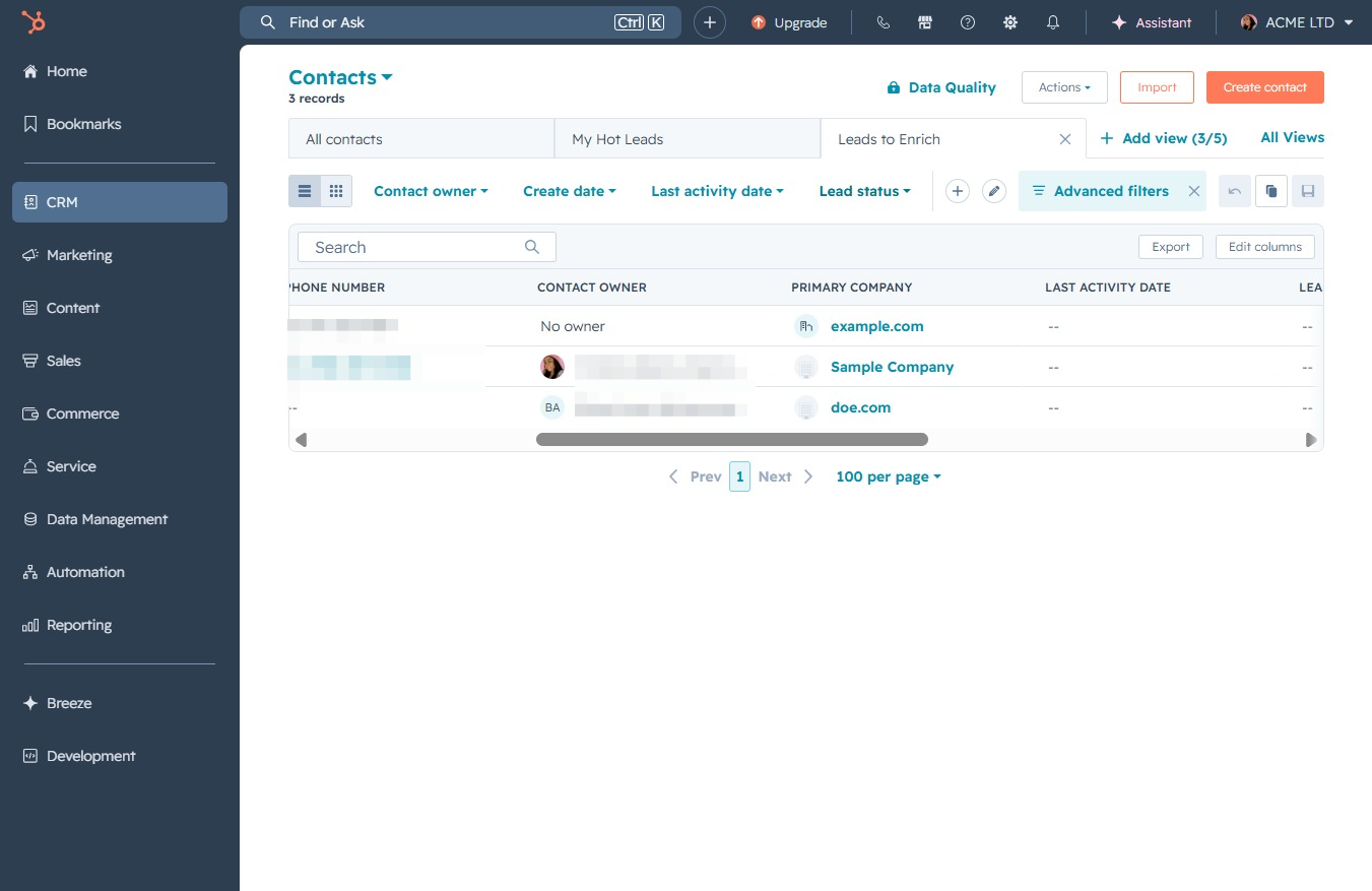 Click the Lead status dropdown