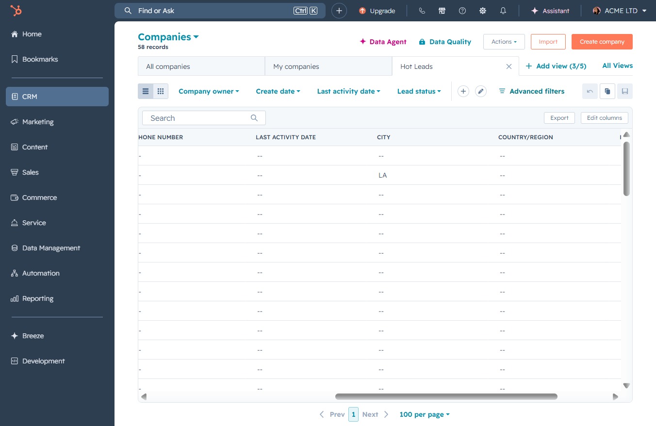 Click the Advanced filters option