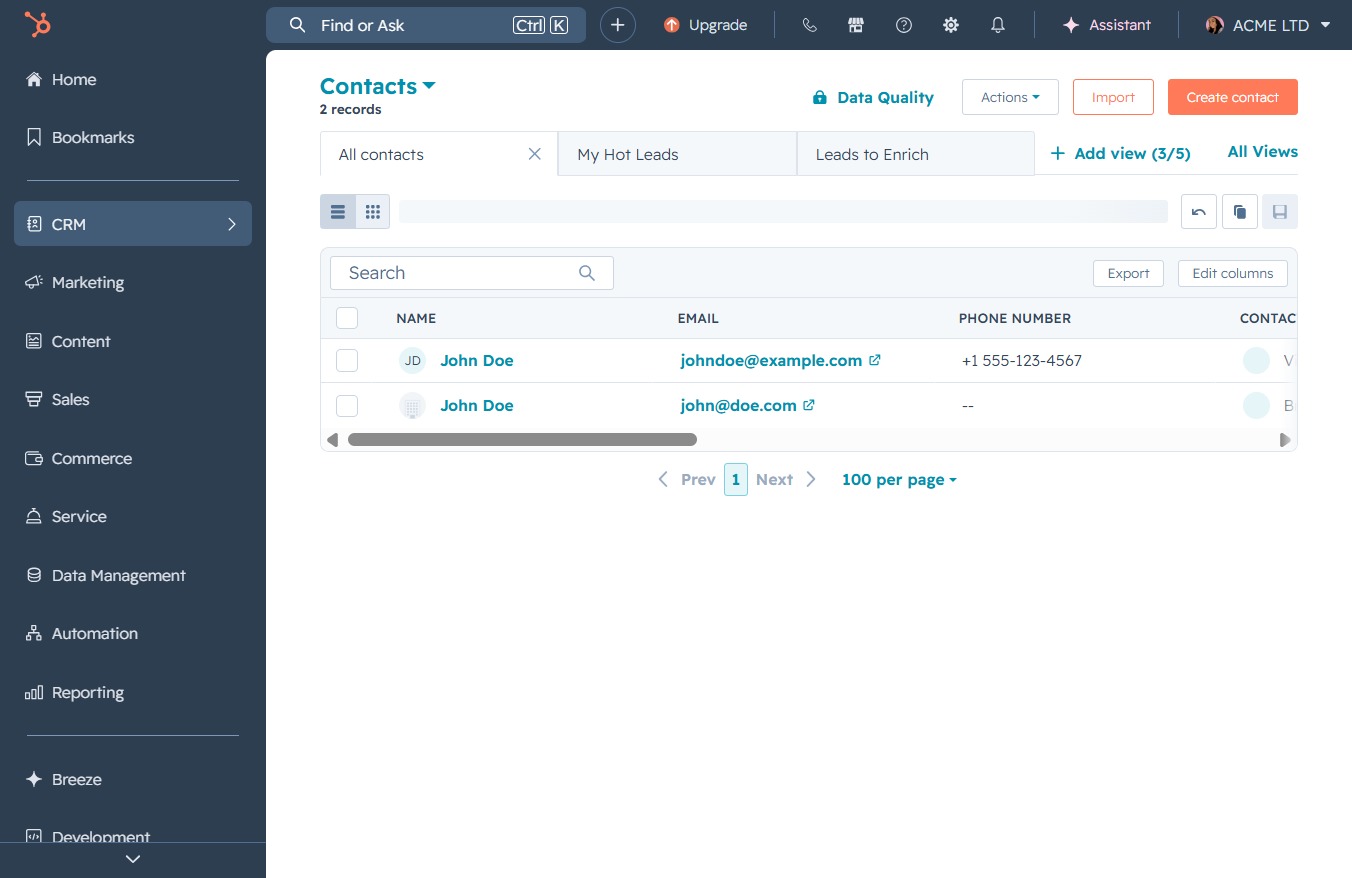 Click the CRM icon