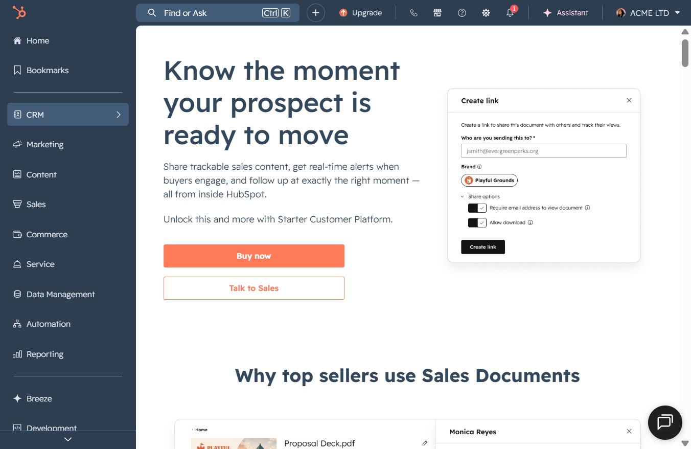 Click the CRM link