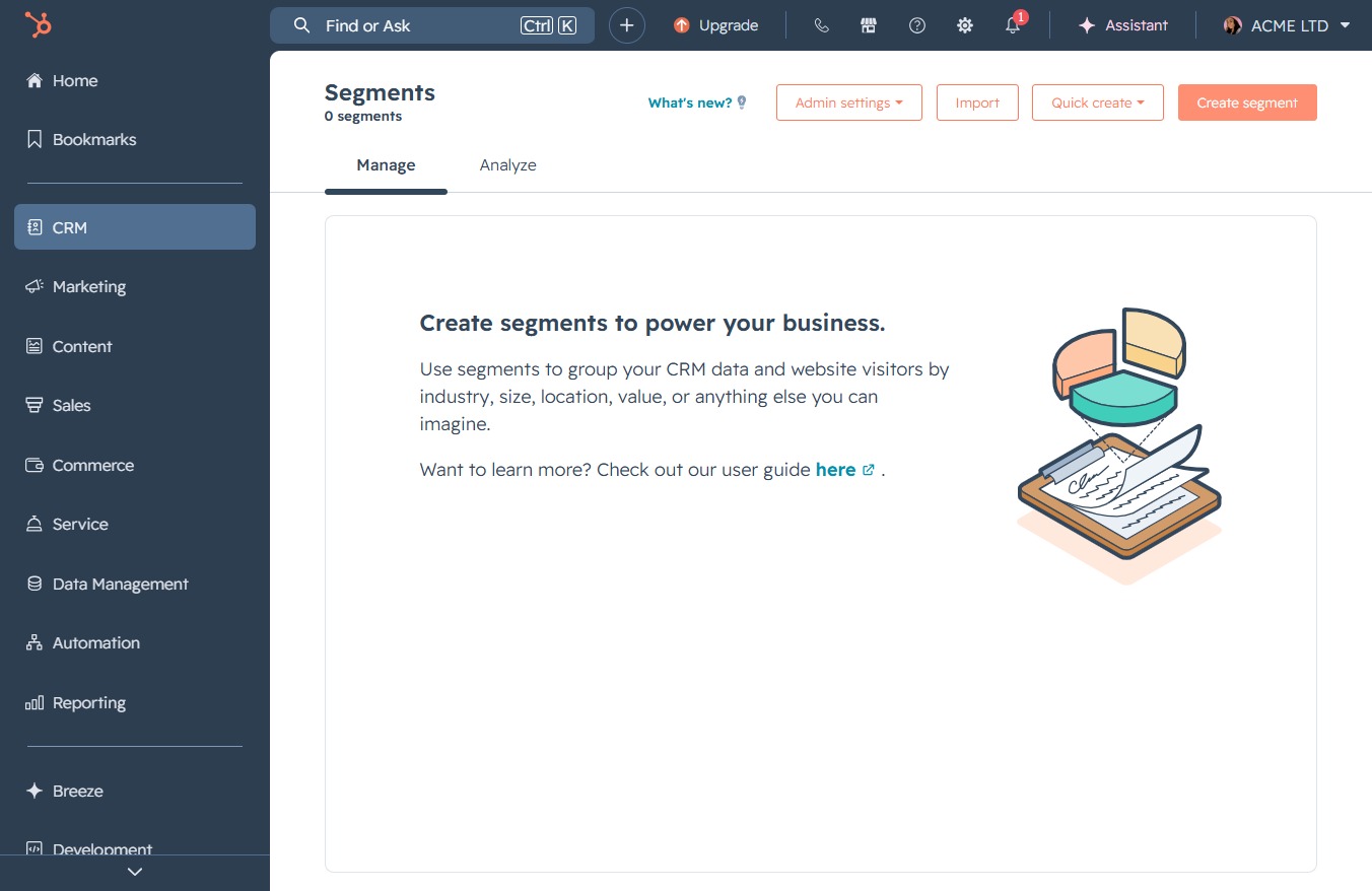 Click the Create segment button