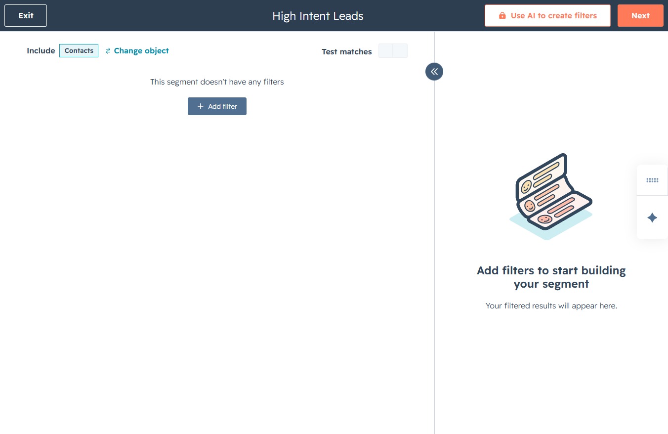 Type 'High Intent Leads' in Segment Name