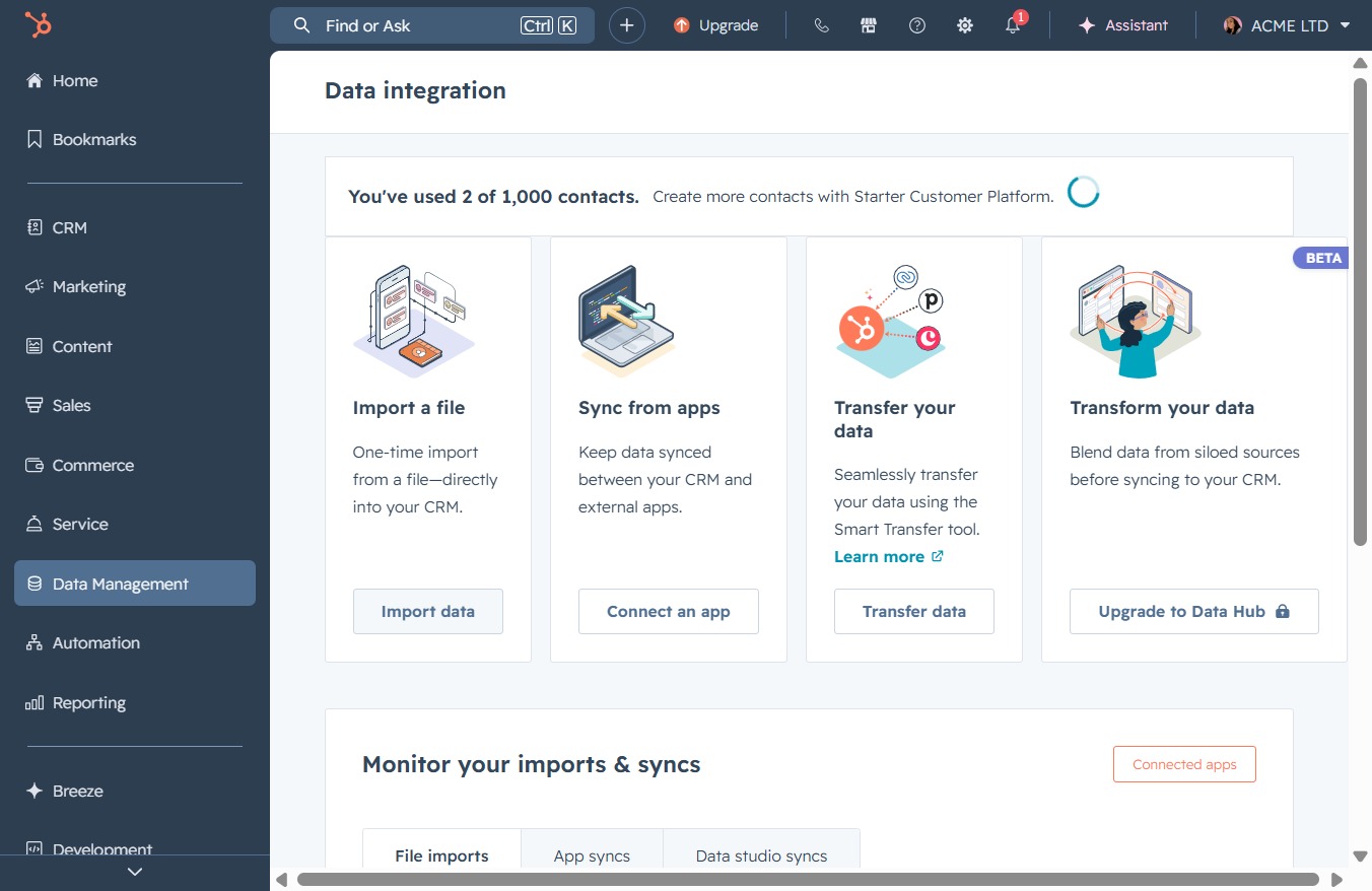 Click the Import data button