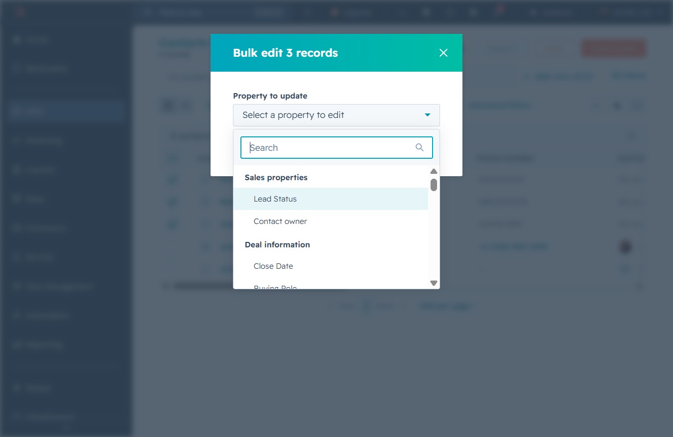 Click the Lead Status option