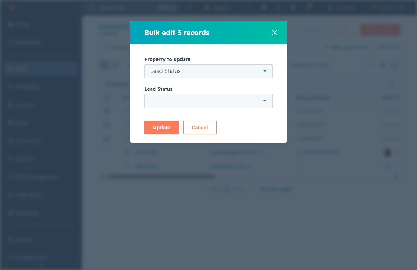 Click 'Lead Status' to select dropdown