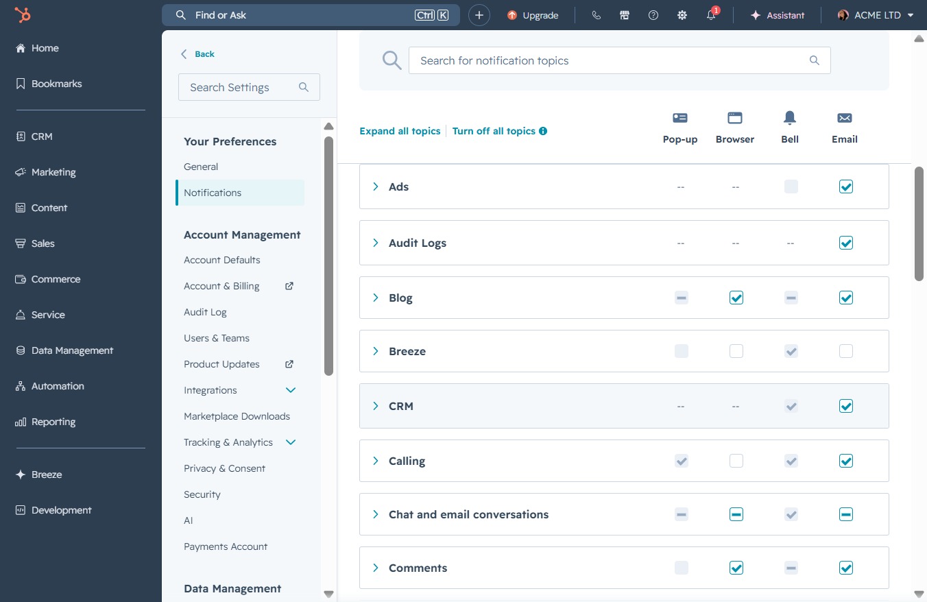 Click the CRM option