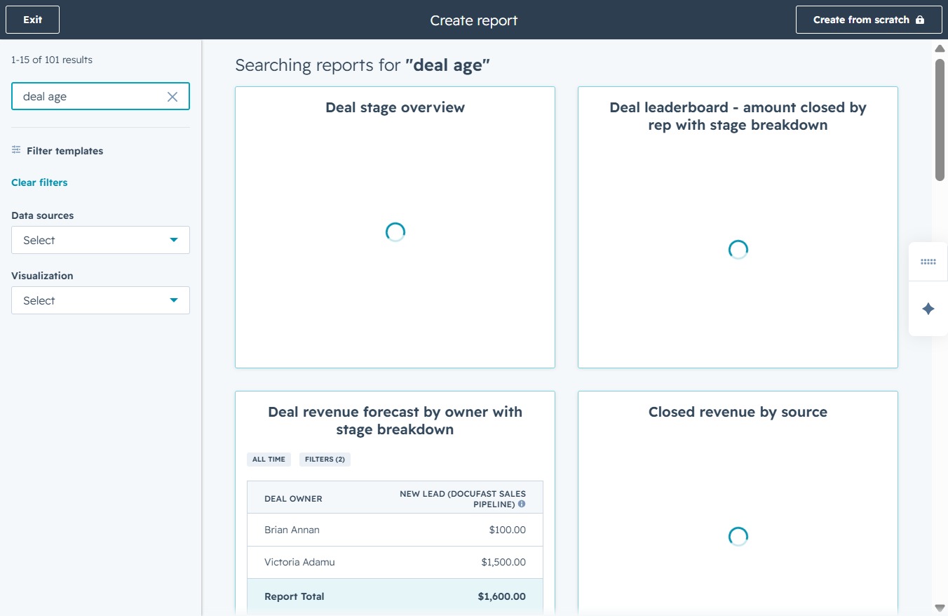 Type 'deal age' in Search all templates