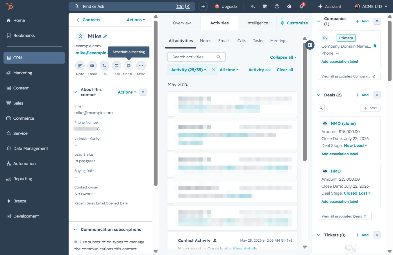 Click the Schedule a meeting button