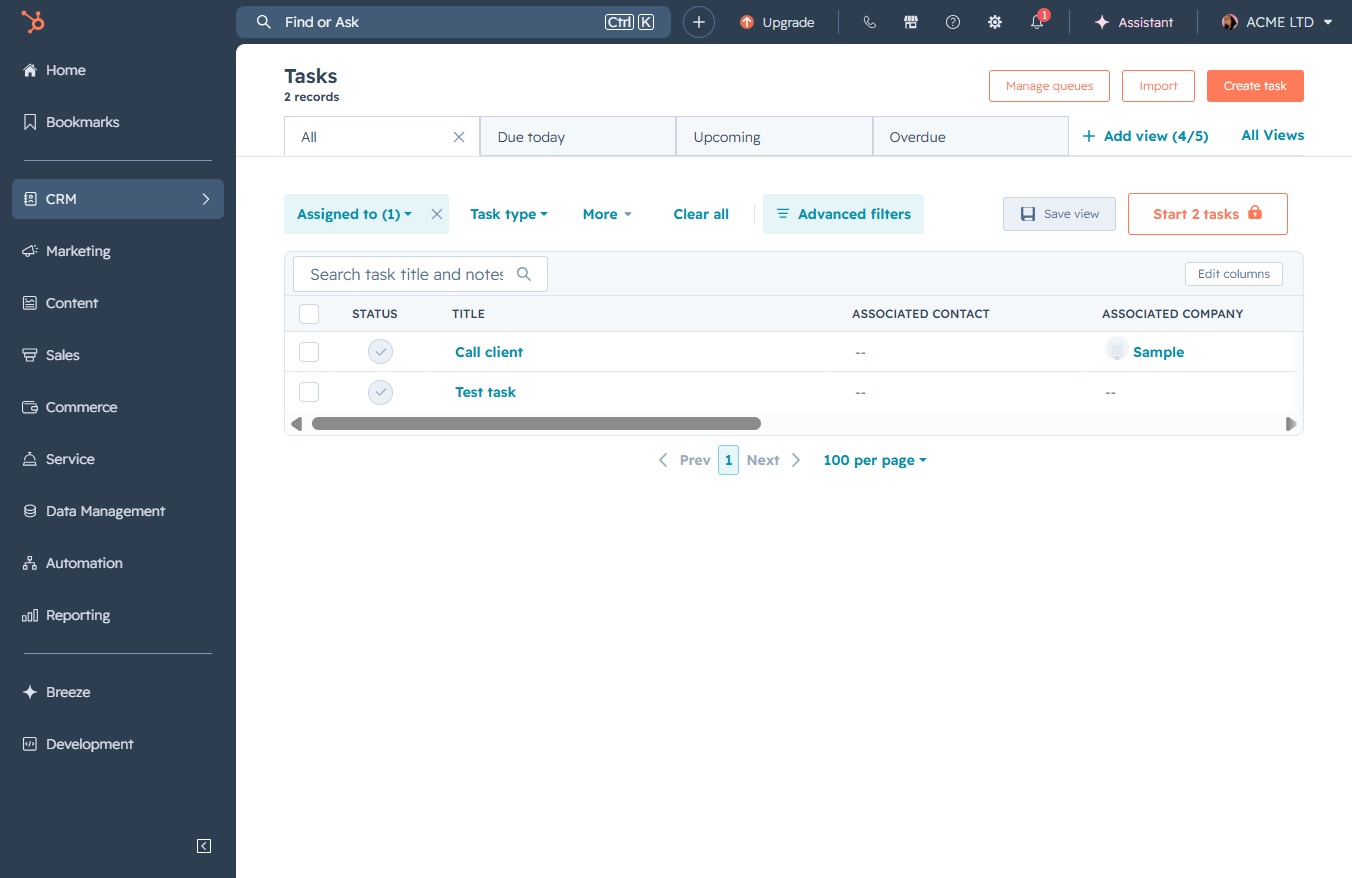 Click the CRM section