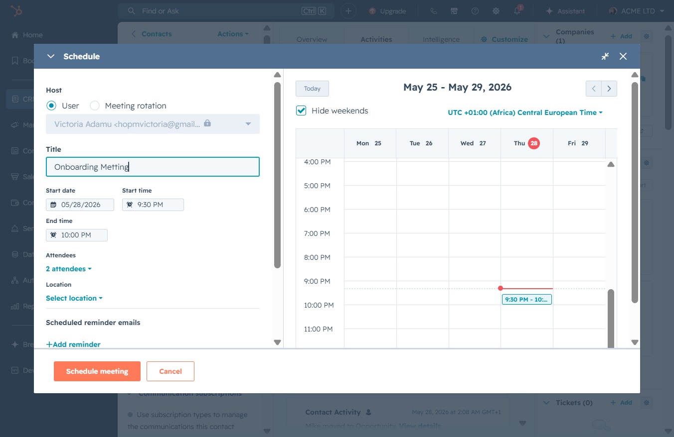 Type 'Onboarding Meeting' in Title
