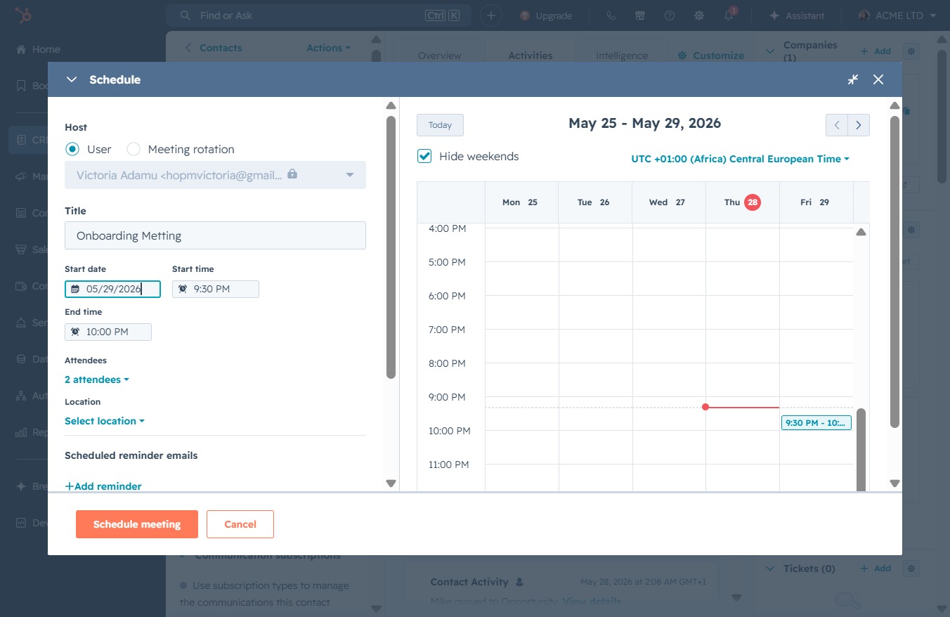 Click the Schedule Meeting button