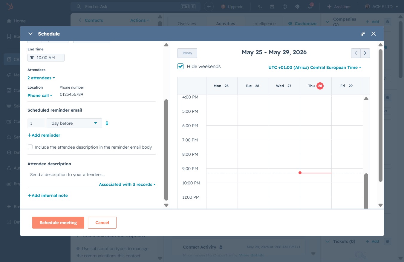 Click the Schedule meeting button