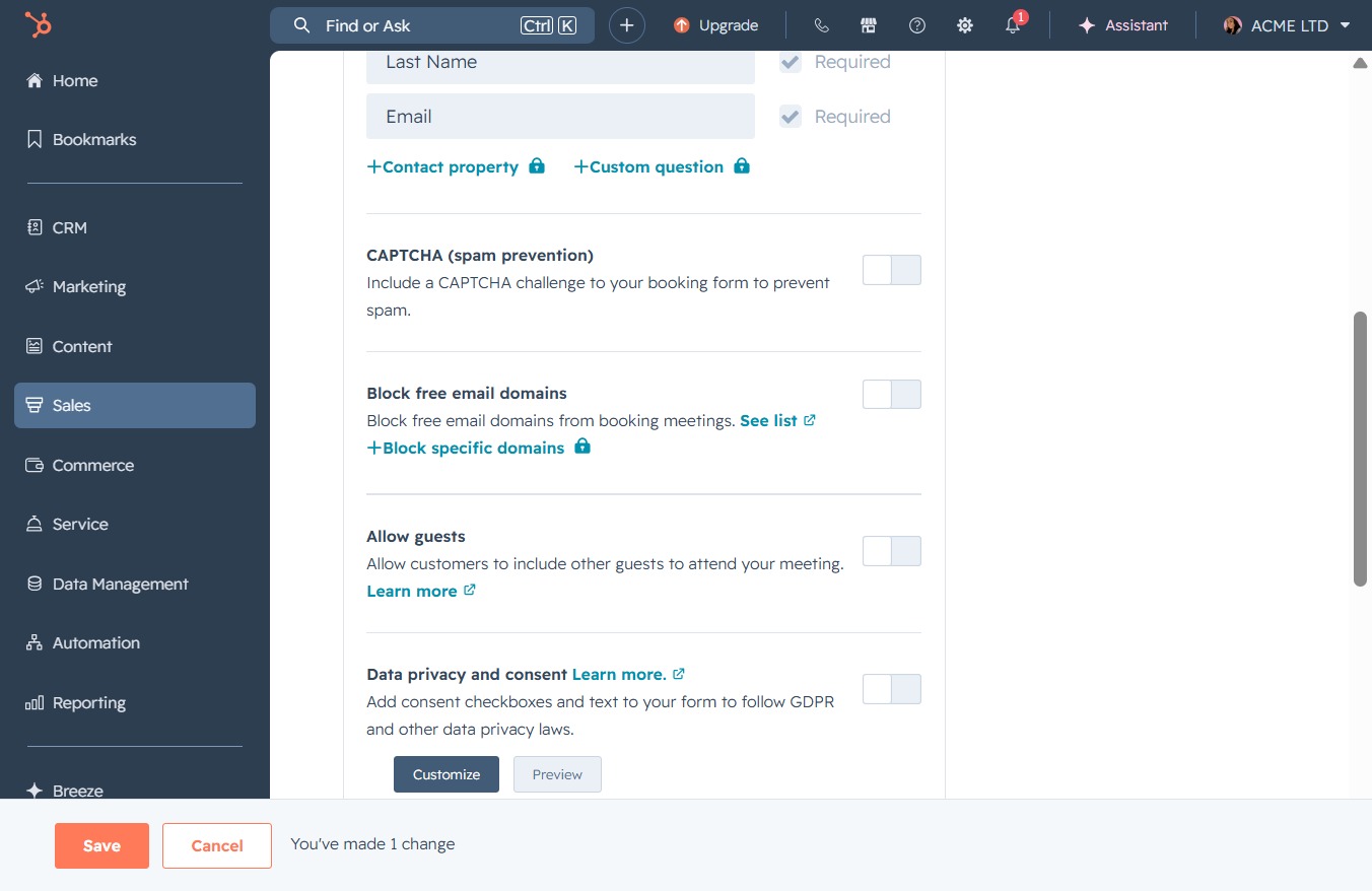 Click here to configure settings