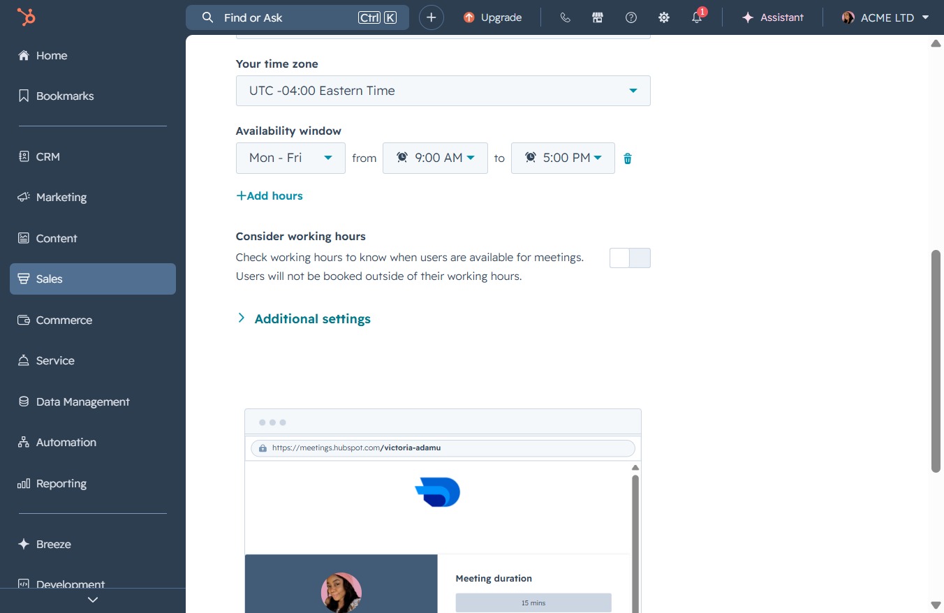 Click the Additional settings link