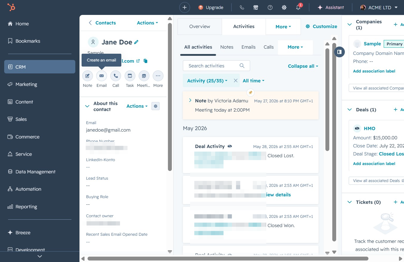 Click the Create an email button