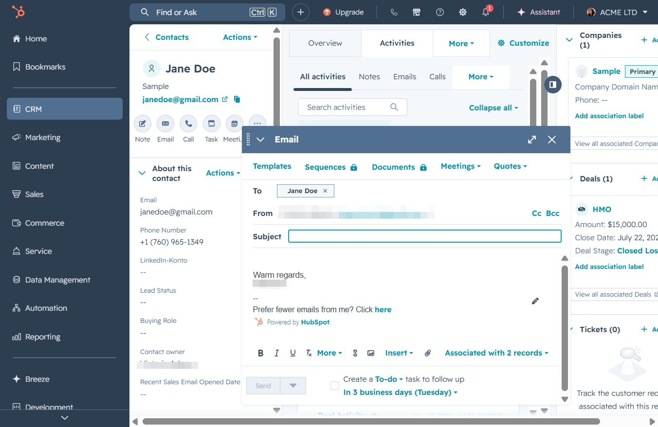 Click the link for lower email preferences