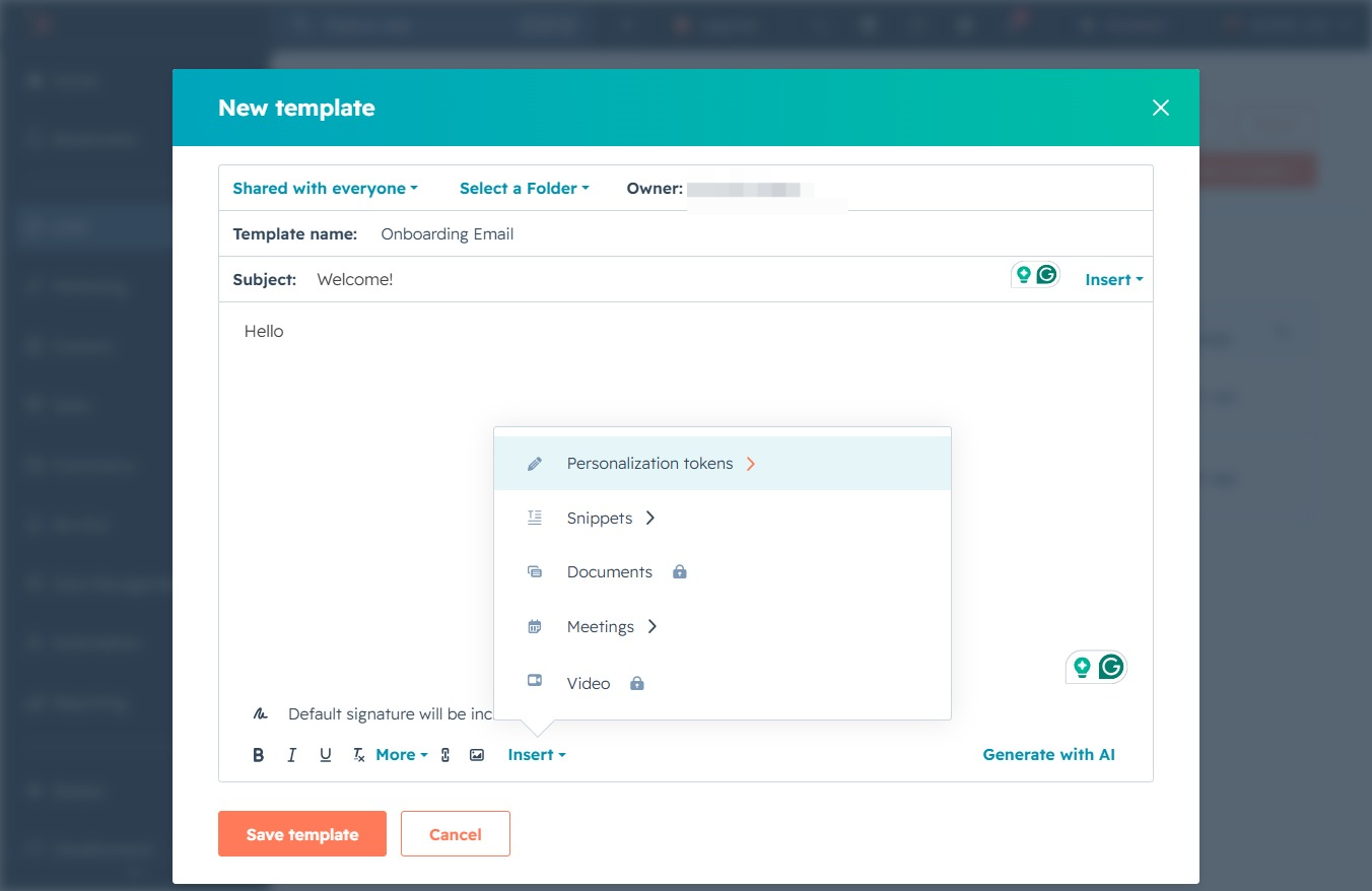 Click Personalization tokens